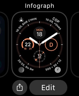 The option to edit an infograph complication on your Apple Watch